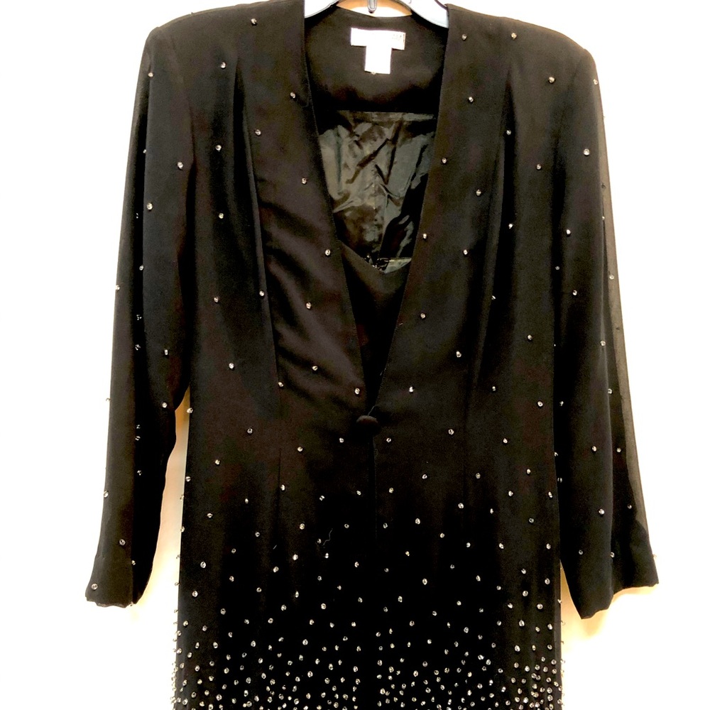 Women’s Black and Crystal Embellished Dress Set